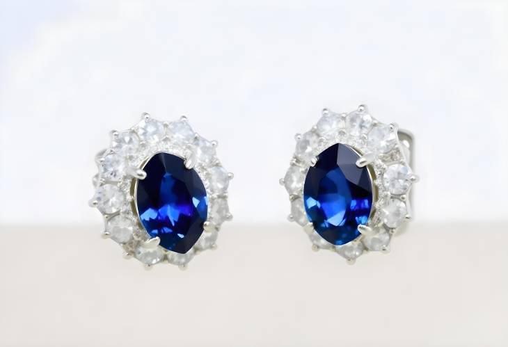 Luxury Blue Sapphire and Diamond Halo Earrings